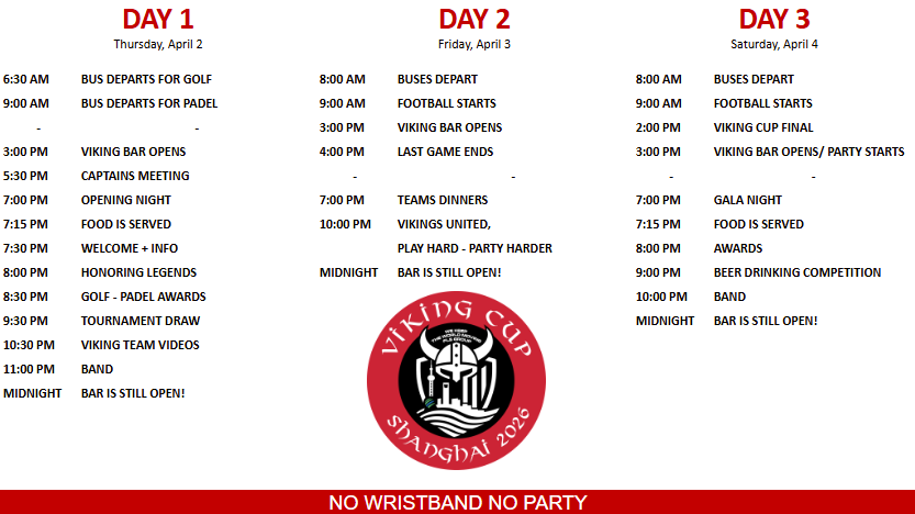 Vikings Cup 2026 Event Schedule